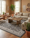 Rugs.com - Outdoor Aztec Rug – 13 Ft Square Charcoal Gray Indoor/Outdoor Rug – Stain-Resistant, Washable, Perfect for Patios and Decks by Rugscom
