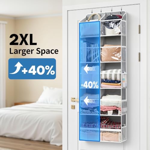 JARLINK Over the Door Organizer, Extra Large Storage for Bedroom, Grey - Image 4