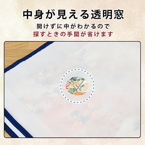 Astro 173-15 Kimono Storage Case, 2-Way Opening, Set of 15, With Window, Breathable, Non-woven Fabric, Protects Against Moisture and Dust, Transparent Window, Zipper, Kimono, Storage Bag, Furisode, - Image 4