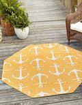 Unique Loom Outdoor Coastal Collection Area Rug - Ahoy (7' 10" Octagon, Yellow) by UniqueLoom