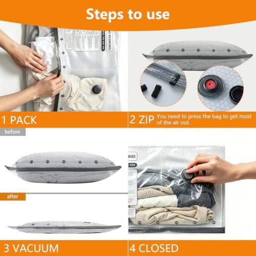 ZIVZIV Travel Vacuum Bags with Rechargeable Pump, Compression Storage Bags for Clothes Luggage - Image 5