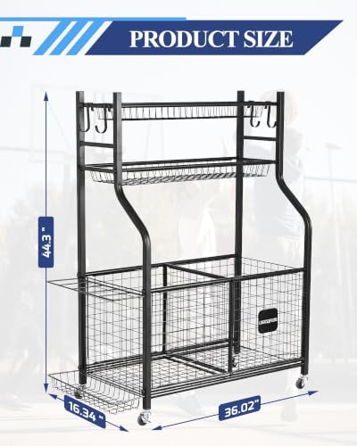 Sports Equipment Organizer with Wheels for Garage Ball Storage - Image 3