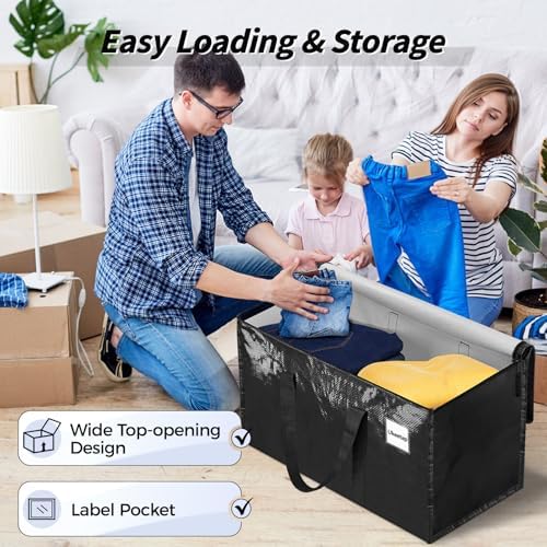 8 Pack Extra Large Clothes Storage Bins with Lids, Moving Bags,Black - Image 5