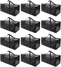 PANDA JOYS Extra Large Moving Bags with Zippers & Carrying Handles, Heavy-Duty Storage Tote for Space Saving Moving Storage, Fold Flat, Alternative to Box and Bin - 12 Pack, Black by PANDA+JOYS