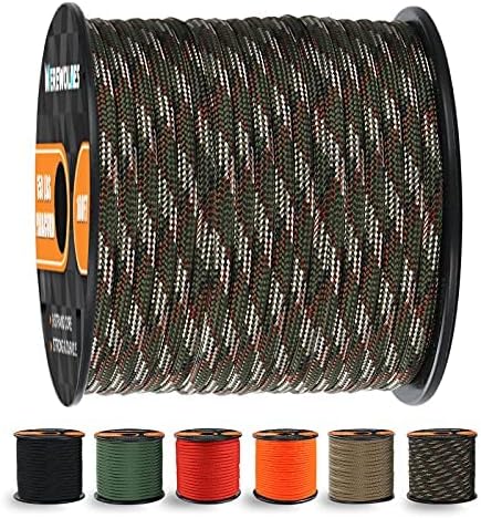 WEREWOLVES 650lb Paracord/Parachute Cord - 9 Strand Paracord Rope - 100', 200' Spools of Parachute Cord, Type III Paracord for Camping, Survival by WEREWOLVES