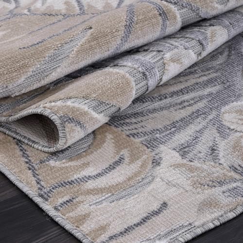 Luul Home Floral Indoor Outdoor Runner Rugs 2x7 Entryway Rug, Kitchen, Hallway Rug Washable Stain Resistant Outside Carpet Beige 2 x 7 - Image 3