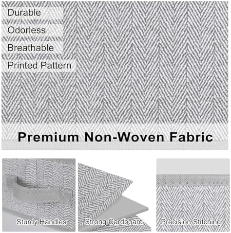 WUIKE 6-Pack Trapezoid Storage Bins, Herringbone Gray, Extra Large - Image 3