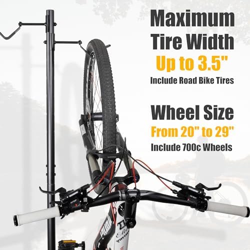 CyclingDeal Bike Vertical Freestanding Hanger Parking Rack - Fully Adjustable Gravity Storage Floor Stand - Safe & Secure for Hanging MTB Road Bicycles in Garage or Home - 2 Bikes Vertical - Image 4
