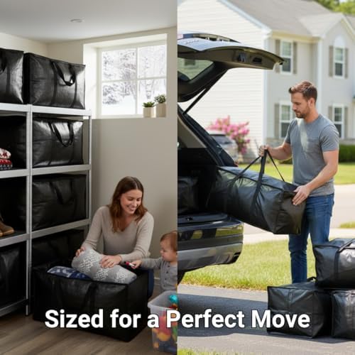 BAG-THAT! 10 - Pack Heavy Duty Large Moving Bag with Strong Zipper and Comfortable Handles Durable & Sturdy Large Storage Bags Totes Bins Packing Moving Boxes College Supplies for Packing (Pack of 2) - Image 4