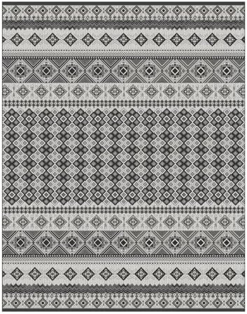 Gertmenian Indoor Outdoor Bohemian Area Rug - 8x10 Large, Fade Resistant, Ideal for High Traffic in Living Room, Bedroom, Patio - Moroccan, Black, 27107 by Gertmenian