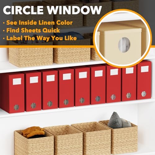 SpaceAid 9 Pack Bed Sheet Organizers and Storage, Foldable Sheet Organizer with Window for Linen Closet, Set Folder Keeper for Queen & King Size Bedding Storage (Red) - Image 4
