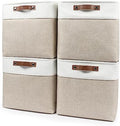Bagnizer 13x13 Cube Storage Bins, Collapsible Fabric Storage Box, 4 Pack Closet Baskets with Handles for Organizing, Shelf, Toys, Clothes, Home, Office, Nursery (Beige&White) by Bagnizer