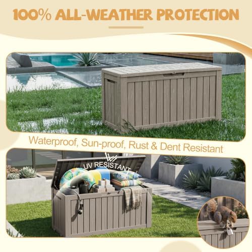 EFU Outdoor Storage Box Waterproof,170 Gal Gen 2 Resin Deck Box With Wheels - Image 2