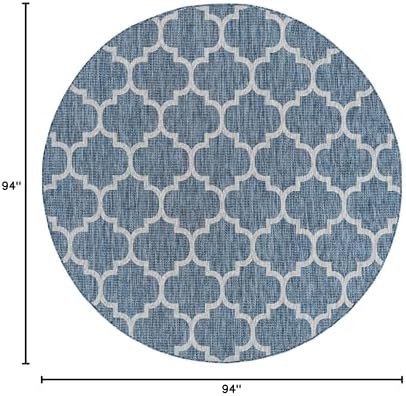 Unique Loom Trellis Collection Area Rug-Lattice Design, Moroccan Inspired for Indoor/Outdoor Décor, 7' 10" x 7' 10" Round, Navy Blue/Gray - Image 2