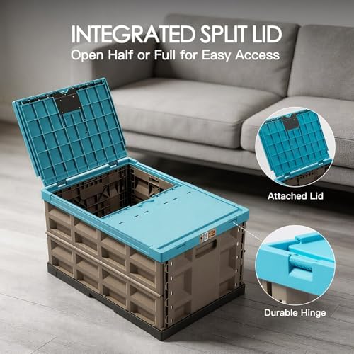Heavy Duty Collapsible Storage Bins with Attached Lids, 12 Gal, 3 Pack - Image 5