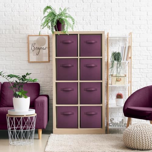 Sorbus Fabric Storage Cubes, 8 Pack, with Handles (13 Inch, Purple) - Image 4