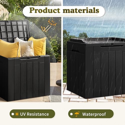 Devoko 31 Gallon Waterproof Outdoor Storage Box Resin Deck Box Lockable and UV Resistant for Patio Furniture,Garden Tools (Black) - Image 4