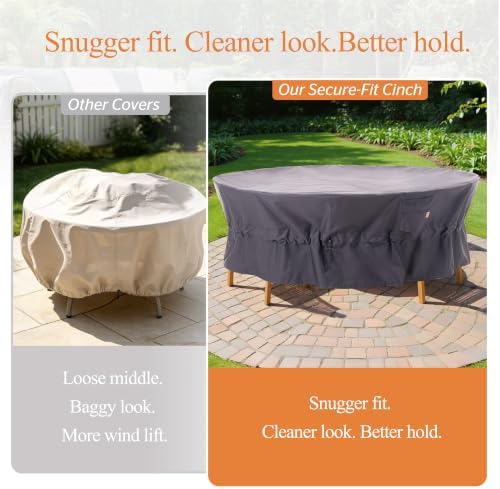 WJ-X3 Ripstop Patio Furniture Cover, 96" D x 31" H, Grey - Image 3