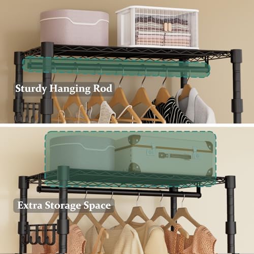 3 Tiers Heavy Duty Rolling Garment Rack Black, - Image 5