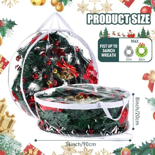 Shappy 10 Pcs 36 Inch Clear Wreath Storage Bags PVC Waterproof, White - Image 2