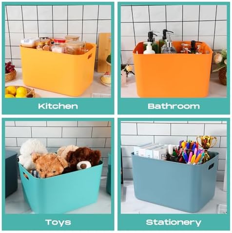 Hoolerry 8 Pieces Storage Bins, 16.1 x 12.0 x 9.7 Inch, Multi-colored - Image 7
