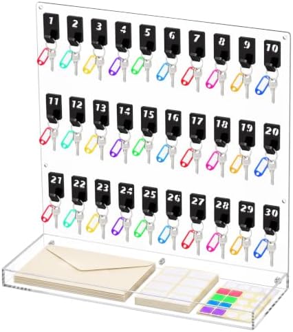 Beeveer Acrylic Key Holder Board with Shelf Upgrade, 30 Hook Wall Organizer by Beeveer