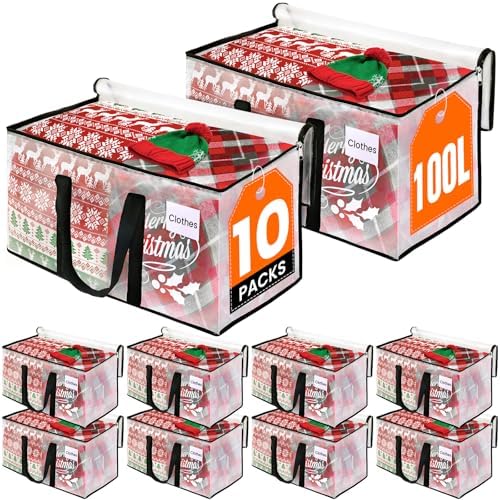 RoomHacks Moving Bags, Heavy Duty Large Storage Bags, 100L, 10 Pack, Clear by RoomHacks