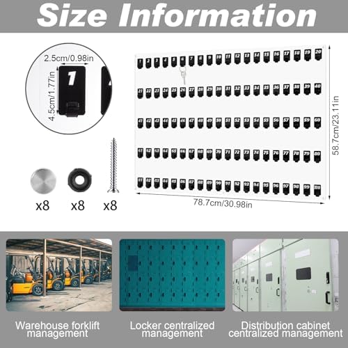 Beeveer Acrylic Key Holder Board with 100 Hooks, Wall Mount Organizer,Clear - Image 2