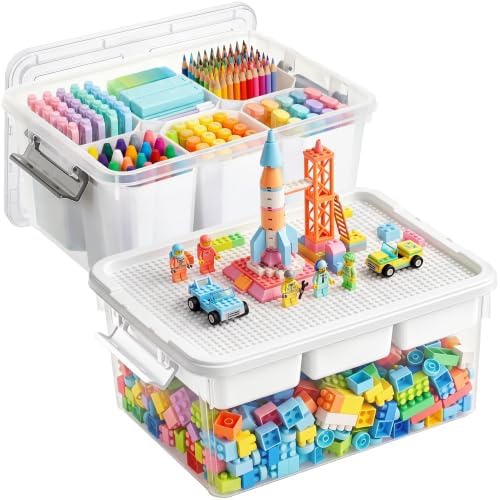 Citylife 17QT 2-Pack Storage bins with Lid 6 Marker inserts Buildable Lid by CITYLIFEHomeOrganization