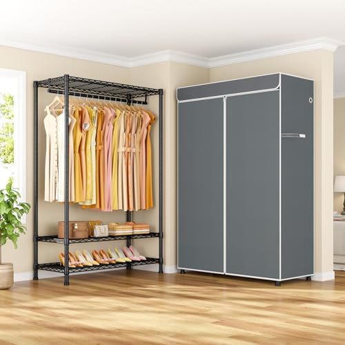 ULIFHOME H5C Plus Clothes Rack with Cover, Covered Clothing Rack Heavy Duty - Image 6