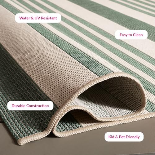 SAFAVIEH Courtyard Outdoor Square Rug 6'7", Beige & Dark Green CY6062-322 - Image 4