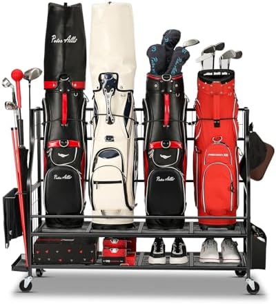 FHXZH Golf Bag Storage Garage Organizer - Golf Bag Stand with Wheels by FHXZH