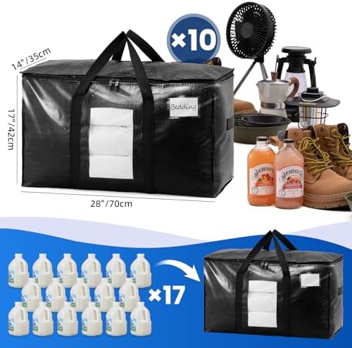 TAILI 10 Pack Black Extra Large Moving Bags,Storage Bag with Visible Window - Image 6