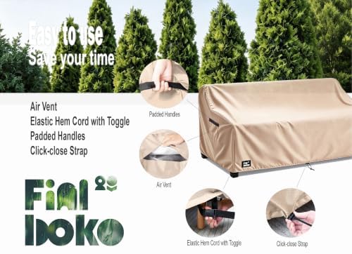 3-Seater Outdoor Sofa Cover, 85Wx38Dx35H inches Outdoor Furniture Covers Waterproof,100% Waterproof Heavy Duty Patio Furniture Covers,Light Brown Minimalism Style Outdoor Couch Cover - Image 5