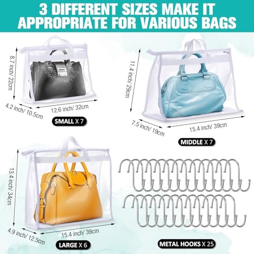 Chumia 20 Pack Clear Dust Cover Handbag Storage Organizer 3 Size, White - Image 2