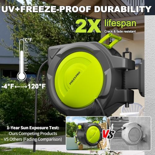 110 FT 1/2" Retractable Garden Hose Reel, Wall Mount - Image 2