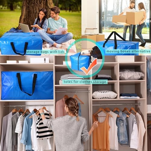 Heavy Duty Extra Large Blue Moving Bags with Strong Zipper Backpack Handles - Image 6