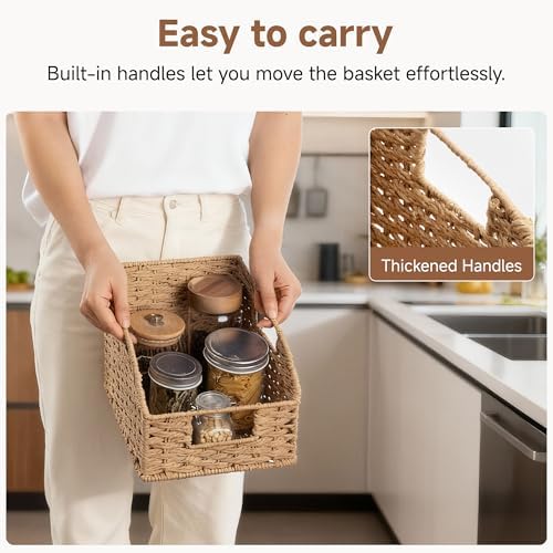 StorageWorks Wicker Baskets for Organizing, Book Baskets, Orange, 2-Pack - Image 3