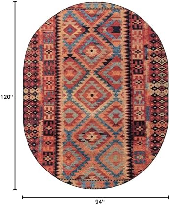 Unique Loom Outdoor Tribal Collection Area Rug - Tortuguero (7' 10" x 10' Oval Multi/Blue) - Image 2