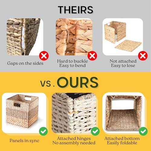 CHI AN HOME 11x11 Wicker Storage Cubes Storage Baskets For Shelves Set 4 - Image 6