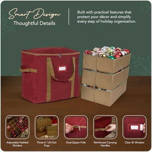 Covermates Adjustable Ornament Storage Bag, 19.25" W x 13" D x 18.5" H, Red - Image 4