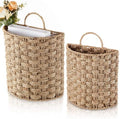 Chunful 2 Pcs Seagrass Hanging Wicker Basket, Natural Wicker Decorative Baskets, Handmade Woven Storage Organizer for House Garden Wedding Wall Decorations, Large & Small Size by Chunful
