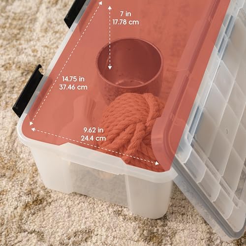 IRIS USA 6-Pack 19 Qt Storage Bins with Gasket Lids, Clear/Black - Image 3