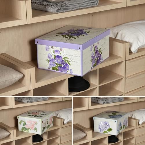 Lavatelli: Storage Box 6 Pack: Large - Flower Mix - Lid & Handles, Decorative Cardboard Organizer, Stack-Fold, Home-Clothes-Linens, 19.7 x 15.4 x 9.4 - Image 4