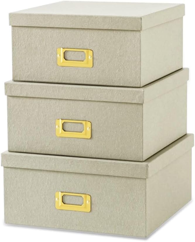 Soul & Lane - Light Gray Decorative Storage Boxes with Lids, Set of 3 by SoulLane
