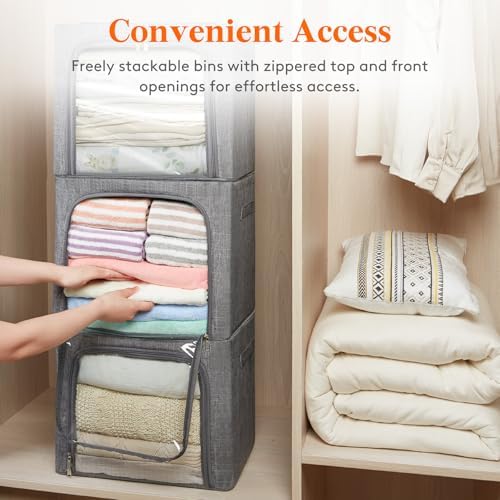Lifewit 6 Pack Clothes Storage Bins with Metal Frame, Stackable Storage Box - Image 5