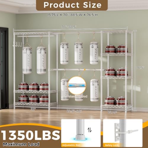 Golpart Heavy Duty Clothes Rack Metal Wardrobe with Adjustable Wire Shelves - Image 3