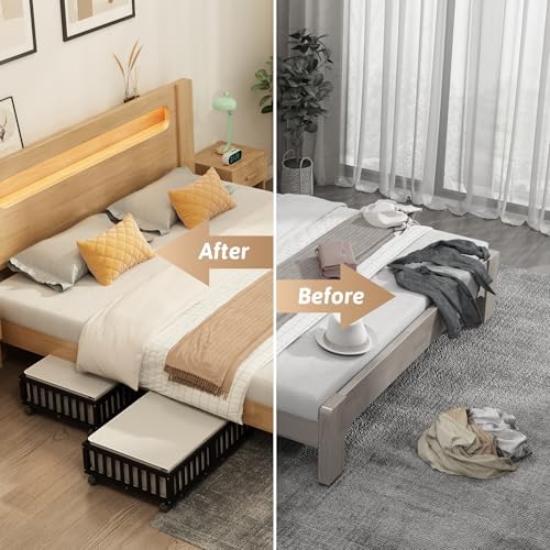 MHXW SXPN 2 Pack Bamboo Under Bed Storage Containers with Wheels, Black - Image 5