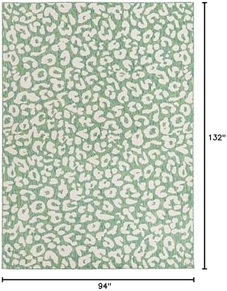 Unique Loom Outdoor Safari Collection Area Rug - Leopard (7' 10" x 11' Rectangle, Green Blue/ Ivory) - Image 2