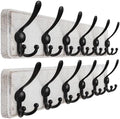 Dseap Coat Rack Wall Mounted - 24" Long 6 Tri Hooks, Heavy Duty Wooden Wall Coat Hanger Coat Hook for Clothes Hat Jacket Clothing, White and Black, Pack of 2 by Dseap